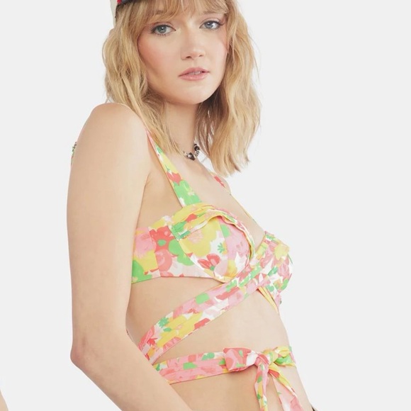 For Love And Lemons Vibrant Floral Bra Blouse large - Picture 8 of 10